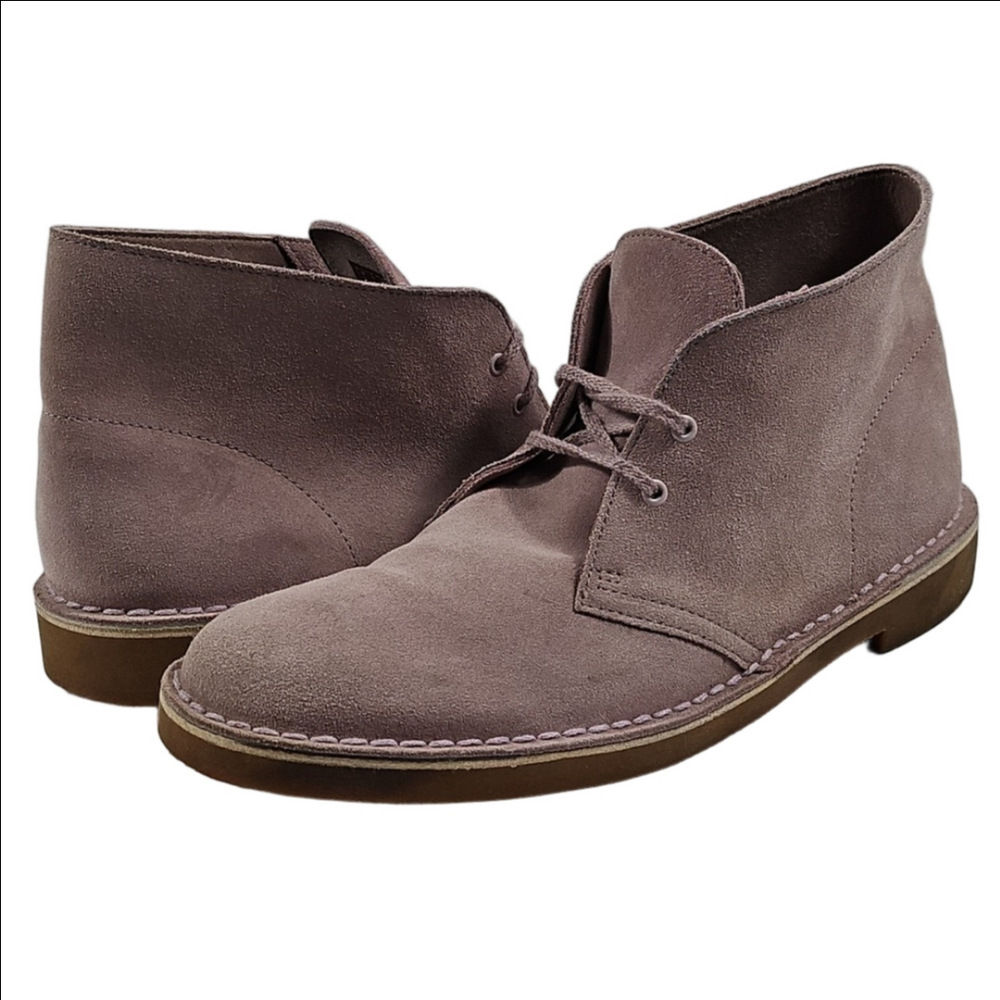 Clarks Collection Pale Pink Suede Leather Lace Up Chukka Desert Ankle Boot